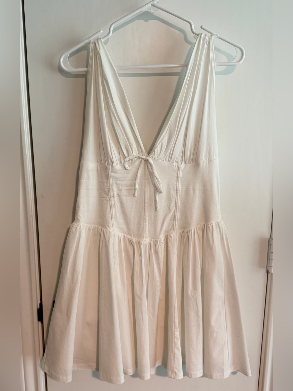White Corset Skater dress size L Romantic Stretch
